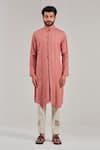 Shreyansh Designs_Brown Cotton Linen Kurta _Online_at_Aza_Fashions