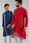 Shreyansh Designs Red Cotton Linen Round Mandarin Collar Kurta at Aza Fashions Shreyansh Designs_Red Cotton Linen Round Mandarin Collar Kurta _at_Aza_Fashions