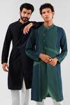 Shreyansh Designs Black Cotton Linen Asymmetric Kurta at Aza Fashions Shreyansh Designs_Black Cotton Linen Asymmetric Kurta _at_Aza_Fashions