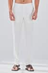 Shreyansh Designs_White Padma Silk Straight Fit Pant _Online_at_Aza_Fashions