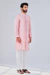 Buy_Shreyansh Designs_Pink Cotton Silk Stand Collared Kurta _Online_at_Aza_Fashions
