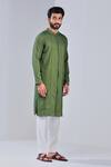Buy_Shreyansh Designs_Green Cotton Silk Metallic Button Kurta _Online_at_Aza_Fashions