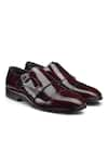 Hats Off Accessories_Maroon Genuine Leather Double Monk Strap Shoes  _Online_at_Aza_Fashions