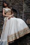 Priti Sahni_Ivory Silk, Georgette, Tulle Pearls, Sequins, Zari Round Embroidered Lehenga Set _Online_at_Aza_Fashions