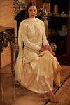 Buy House of Exotique Ivory Organza, Net, Lurex Crystals, Pearls, Embroidered Embellished Kurta Set Online at Aza Fashions Buy_House of Exotique_Ivory Organza, Net, Lurex Crystals, Pearls, Embroidered Embellished Kurta Set _Online_at_Aza_Fashions