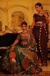 XOXO Apurva_Blue Chanderi Embroidered Floral Round Zardosi Bridal Lehenga Set _at_Aza_Fashions