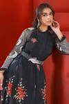 Shop_Isha Gupta Tayal_Green Organza Printed Floral Round Layered Gown With Belt _Online_at_Aza_Fashions