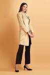 Buy_Label Ivish_Beige Polyester Mandarin Collar Sequin Floral Pattern Coat With Pant _Online_at_Aza_Fashions