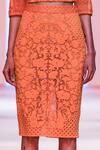 Pankaj & Nidhi_Orange Jersey+ Tulle Solarium Hand Embellished Top And Skirt Set_Online_at_Aza_Fashions