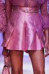 Pankaj & Nidhi_Pink Sienna Embellished Bomber Jacket And Skorts Set _Online_at_Aza_Fashions