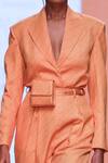 Pankaj & Nidhi_Orange Blazer Crepe Lined With Satin, Pant Akins Pattern And Set_Online_at_Aza_Fashions