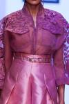 Buy_Pankaj & Nidhi_Pink Sienna Embellished Bomber Jacket And Skorts Set_Online_at_Aza_Fashions