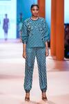 Pankaj & Nidhi_Green Neoprene Dawn Bead Embellished Sweatshirt_Online_at_Aza_Fashions