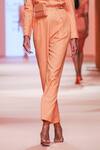 Shop_Pankaj & Nidhi_Orange Blazer Crepe Lined With Satin, Pant Akins Pattern And Set_Online_at_Aza_Fashions