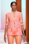 Buy_Pankaj & Nidhi_Orange Blazer Moss Crepe Lined With Solana Tailored And Pant Set  _Online_at_Aza_Fashions