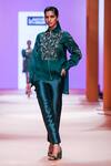 Pankaj & Nidhi_Green Sol Hand Embellished Shirt And Pant Set_at_Aza_Fashions