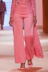 Pankaj & Nidhi_Pink Helios Asymmetric Jacket And Pant Set_Online_at_Aza_Fashions