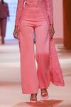 Pankaj & Nidhi_Pink Jacket Tulle Lined With Organza Helios Asymmetric And Pant Set  _Online_at_Aza_Fashions