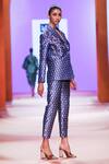 Shop_Pankaj & Nidhi_Purple Dawn Printed Blazer And Pant Set_Online_at_Aza_Fashions