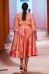 Shop_Pankaj & Nidhi_Orange Solana Bodycon Top And Skirt Set_Online_at_Aza_Fashions