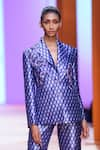 Shop_Pankaj & Nidhi_Purple Twill Lined With Printed Geometric Dawn Blazer  _Online_at_Aza_Fashions