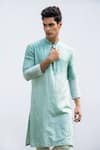 Buy_KAKA CALCUTTA_Blue Kurta- Bamberg Silk Embroidery Abstract Shaded Set _Online_at_Aza_Fashions