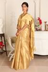 Buy_Sheela Suthar_Gold Handwoven Zari Tissue Plain Sira Saree With Running Blouse _Online_at_Aza_Fashions