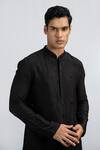 Buy_Kaka Calcutta_Black Bamboo, Cotton, Silk Beads Embroidered Kurta Set _Online_at_Aza_Fashions
