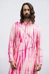 Buy_KAKA CALCUTTA_Pink Kurta- Bamberg Silk And Embroidery Tie & Mirror Work & Set _Online_at_Aza_Fashions