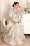 Buy_Sheela Suthar_Silver Handwoven Zari Tissue Plain Sava Saree With Running Blouse _Online_at_Aza_Fashions