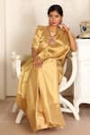 Shop_Sheela Suthar_Gold Handwoven Zari Tissue Plain Sira Saree With Running Blouse _Online_at_Aza_Fashions