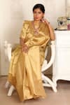 Sheela Suthar_Gold Handwoven Zari Tissue Plain Sira Saree With Running Blouse _at_Aza_Fashions