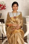 Sheela Suthar_Gold Zari Tissue Swara Saree With Running Blouse _Online_at_Aza_Fashions