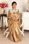Shop_Sheela Suthar_Gold Zari Tissue Swara Saree With Running Blouse _Online_at_Aza_Fashions