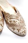 Foot Fuel_Cream Embroidery Vellichor Mule Block Heels _Online_at_Aza_Fashions