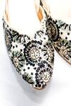 Foot Fuel_Cream Suede / Rexine Hugable Embroidered Mule Block Heels_Online_at_Aza_Fashions