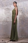 Ekru_Green Linen Satin And Organza Embroidery Floral Round Caterpillar Jumpsuit _Online_at_Aza_Fashions