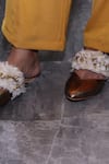 Foot Fuel_Brown Actila Thread Embroidered Mules _Online_at_Aza_Fashions