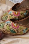 Stitched soles_Multi Color Embroidered Spring Bloom Juttis _Online_at_Aza_Fashions