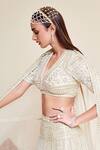 Buy_Reeti Arneja_Ivory Organza, Net Pearls, Beads, Noori Glass Embroidered Bridal Lehenga Set _Online_at_Aza_Fashions
