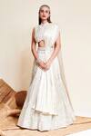 Reeti Arneja_Ivory Organza, Taffeta Cut Day Dream And Cutdana Embroidered Bridal Lehenga Set _Online_at_Aza_Fashions