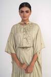 Shop_Merge Design_Green Georgette, Chiffon, Crepe Embroidery, Pearls, Beads Round Kurta Pant Set _Online_at_Aza_Fashions