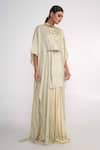 Merge Design_Green Georgette, Chiffon, Crepe Embroidery, Pearls, Beads Round Kurta Pant Set _at_Aza_Fashions