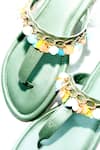 Foot Fuel_Green Leah Strap Embellished Flats _at_Aza_Fashions