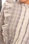 B'Infinite_Grey Cotton Striped Pattern High Neck Shirt And Trouser Set_at_Aza_Fashions