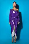 Urban Pataka_Purple Angoori Hand Dyed Shibori Draped Dress _Online_at_Aza_Fashions