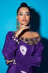 Shop_Urban Pataka_Purple Angoori Hand Dyed Shibori Draped Dress _Online_at_Aza_Fashions