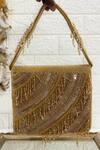 Kainiche By Mehak_Gold Embellished Raw Silk Clutch Bag _Online_at_Aza_Fashions
