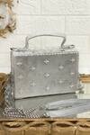 Kainiche By Mehak_Silver Embellished Handwork Clutch Bag _Online_at_Aza_Fashions