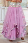 XOXO Apurva_Purple Tulle Embroidered Floral Asymmetric Lehenga Skirt And Blouse Set  _at_Aza_Fashions